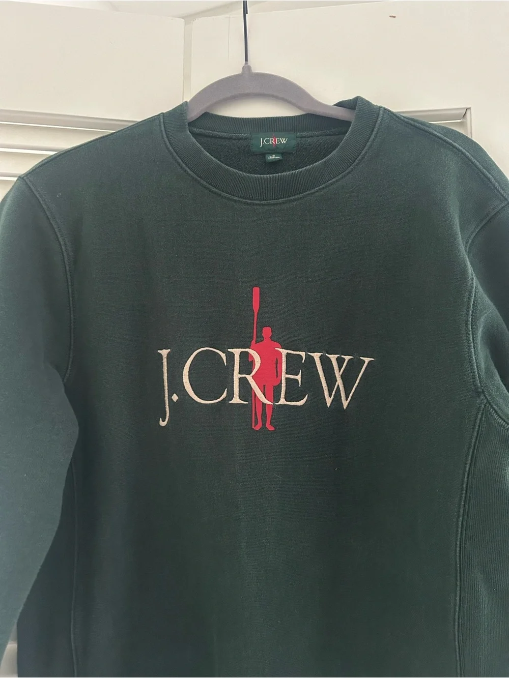 J.Crew Embroidered Rowing Logo Crewneck Sweatshirt Forest Green Pullover Unisex